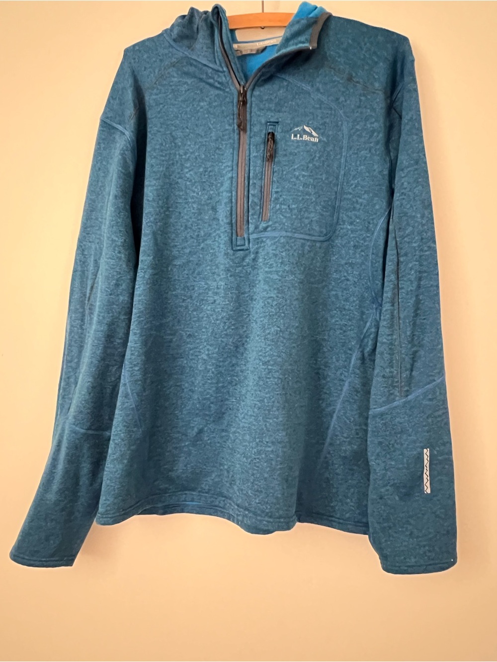 L.L. Bean Teal Blue Quarter-Zip Hooded Pullover